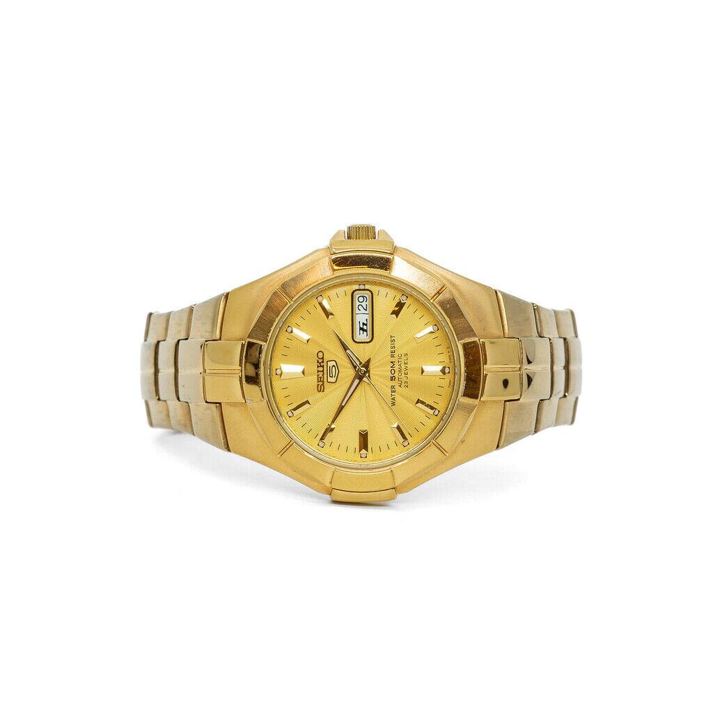 ✨SEIKO✨セイコー✨7S36-02J0✨デイデイト✨ゴールド文字盤✨腕時計✨ Seiko 5 Automatic 7S36-02J0 Gold Clear Back Watch #62463