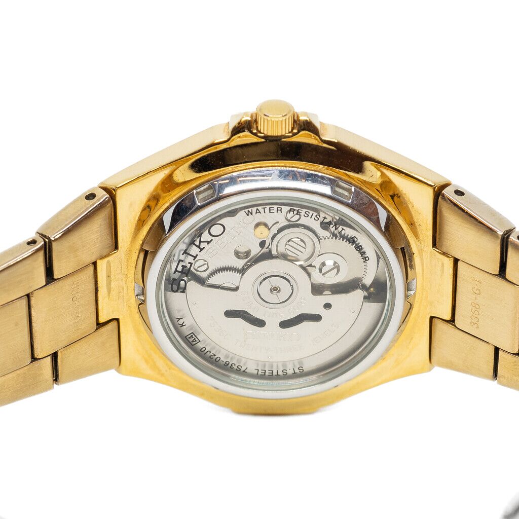 ✨SEIKO✨セイコー✨7S36-02J0✨デイデイト✨ゴールド文字盤✨腕時計✨ Seiko 5 Automatic 7S36-02J0 Gold Clear Back Watch #62463