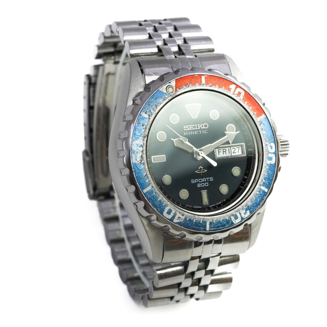 セイコー Kinetic Sports 200 ダイバーズウォッチ Rare Men's Seiko Diver Sports 200 5M43-0A49 SS Pepsi Kinetic